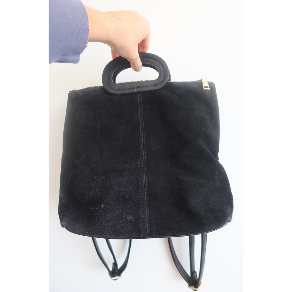 Moda Luxe Suede Leather Backpack with Gold Hardware Chic Modern Profile